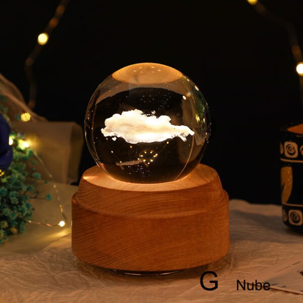 3D内雕星系水晶球伴手礼发光小礼品发条音乐盒充电小夜灯生日礼物10