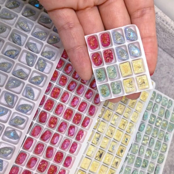 高品K9小号冰花款4色混装16颗6+8mm尖底钻2
