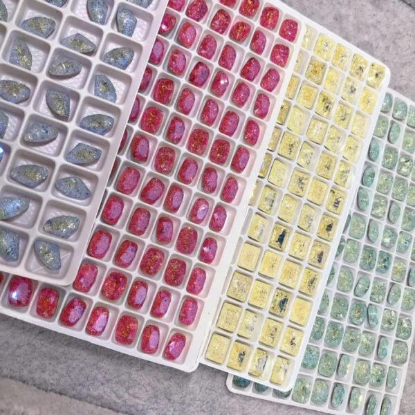 高品K9小号冰花款4色混装16颗6+8mm尖底钻3