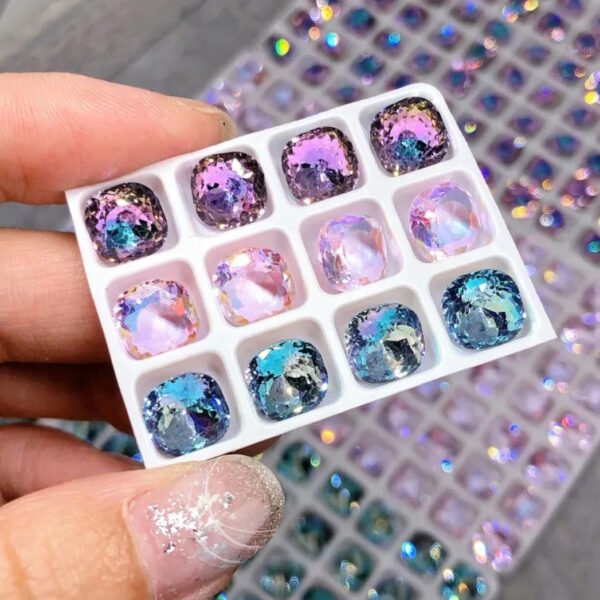 高品K9紫粉蓝鸟巢切肥方混装12颗8mm尖底钻1