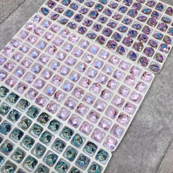 高品K9紫粉蓝鸟巢切肥方混装12颗8mm尖底钻3