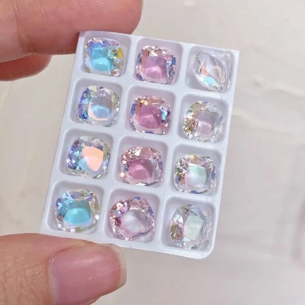 高品k9透底人鱼色系冰花切肥方8mm12颗1