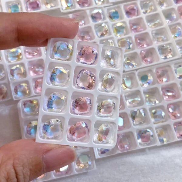 高品k9透底人鱼色系冰花切肥方8mm12颗2