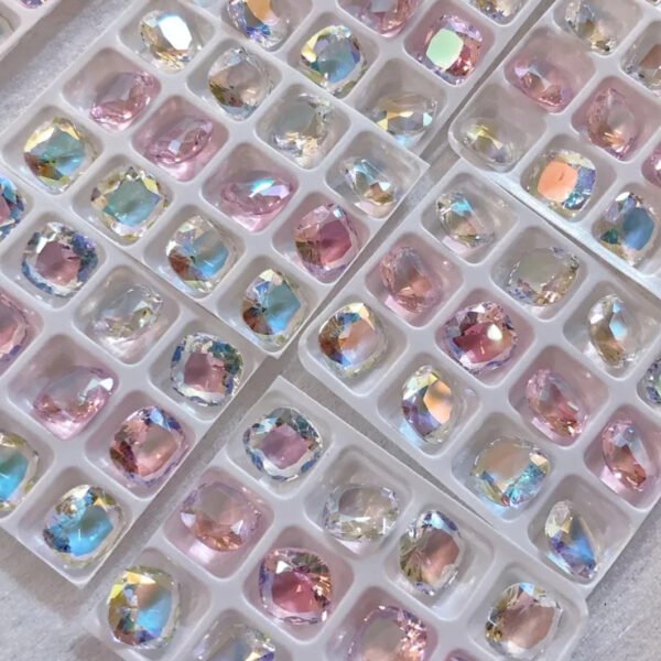 高品k9透底人鱼色系冰花切肥方8mm12颗3