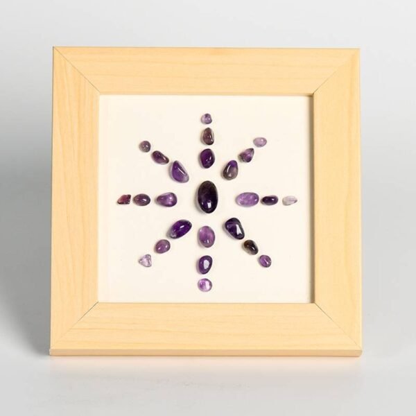 太阳花造型水晶碎石装饰画框多色8 Flor Solar Piedra de Cristal Energética Marco de la Foto Decoraciones de Escritorio Regalo