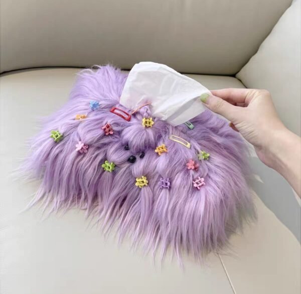 微信图片_20250823194355 Long-haired dog pink tissue box light luxury high-end living room/car tissue box