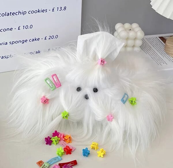 微信图片_20250823195429 Long-haired dog pink tissue box light luxury high-end living room/car tissue box