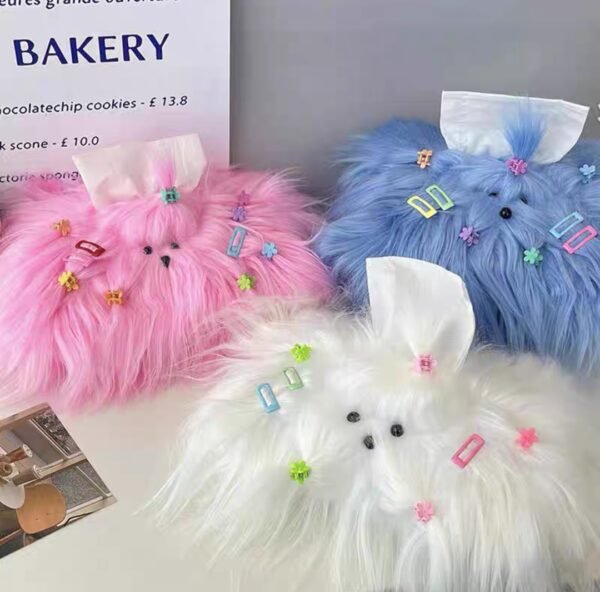 微信图片_20250823195441 Long-haired dog pink tissue box light luxury high-end living room/car tissue box